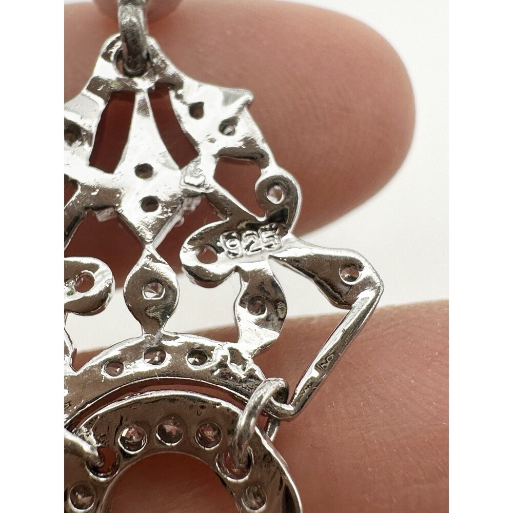 Platinum Over Sterling Silver Pave Chandelier Pendant - Picture 6 of 6